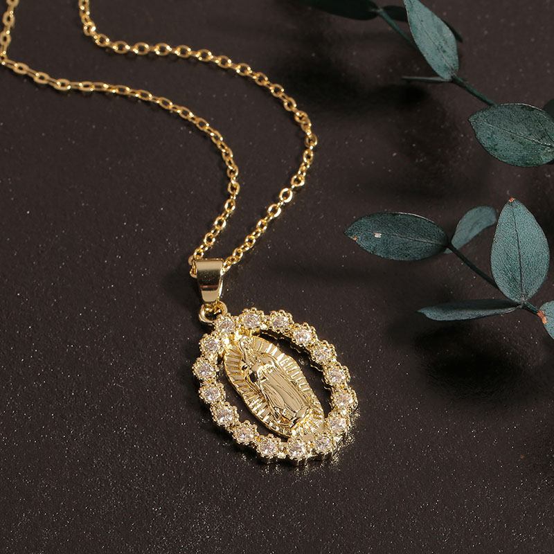 Popular Jewelry Copper Micro-set Zirconia Madonna Pendant Religious Accessories Clasp Chain Manufacturer