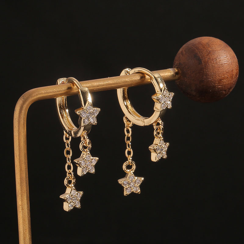 Copper Plated Real Gold Earrings European And American Cold Wind Cross Moon Earrings Manufacturer