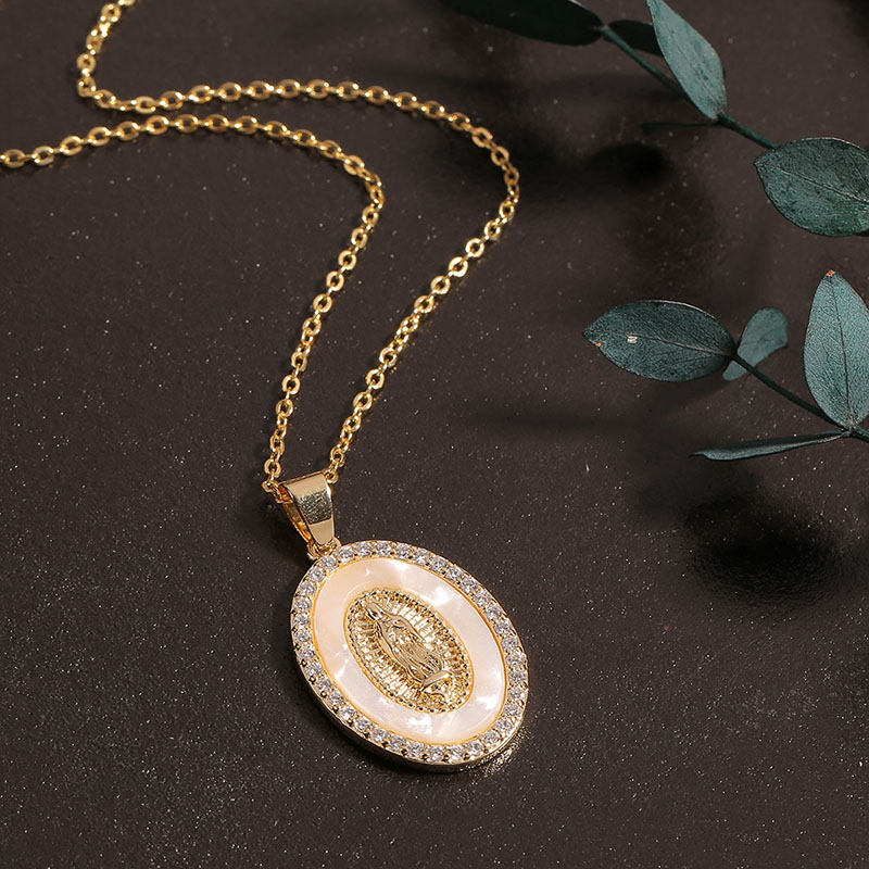 Simple Creative Jewelry Copper Micro-set Zirconia Shell Madonna Pendant Manufacturer