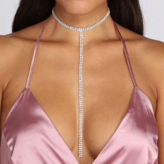 Long Simple Fashion Rhinestone Necklace With Diamonds Distributor