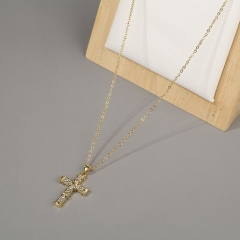 Simple Cross Pendant Temperament With Diamonds Cold Wind Necklace Manufacturer