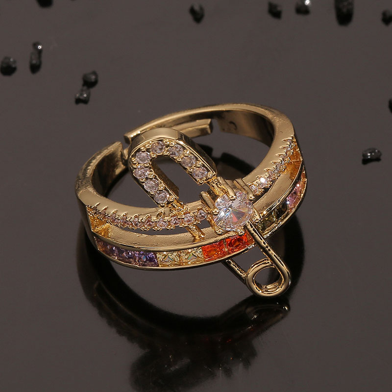 Fashion Niche Hand Jewelry Copper Plated Real Gold Micro Zirconia Pin Ring Manufacturer