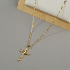 Cross Pendant Copper Plated 18k Gold Micro Zircon Necklace Manufacturer