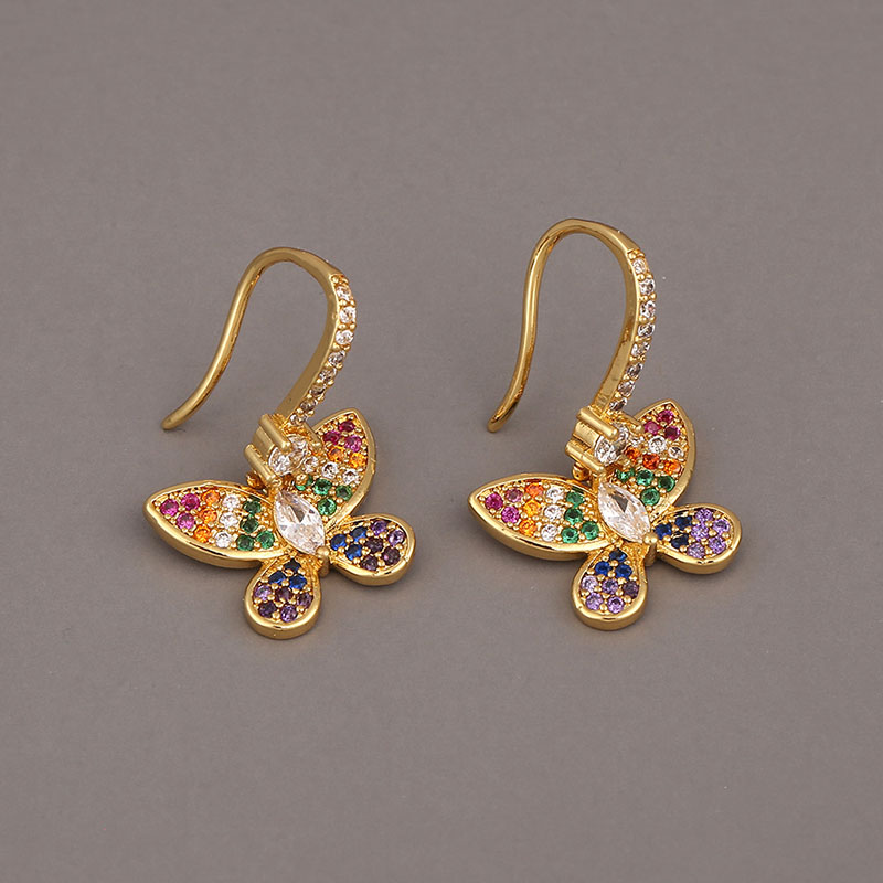 Explosive Earrings Fashion Diamond Stud Earrings Zircon Earrings Colorful Butterfly Earrings Manufacturer
