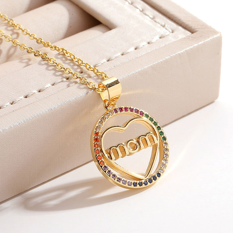 Heart-shaped Mom Pendant With Diamonds Mother's Day Mom Holiday Gift Party Necklace Manufacturer
