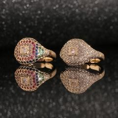 Fashion Hand Jewelry Copper Plated Real Gold Inlaid Zirconia Ring Manufacturer
