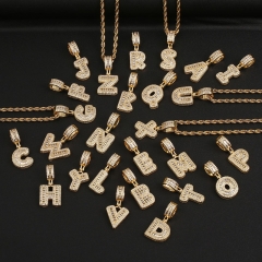 Letter Necklace Copper Zirconia English Letters Pendant Hip-hop Necklace Twist Chain Manufacturer