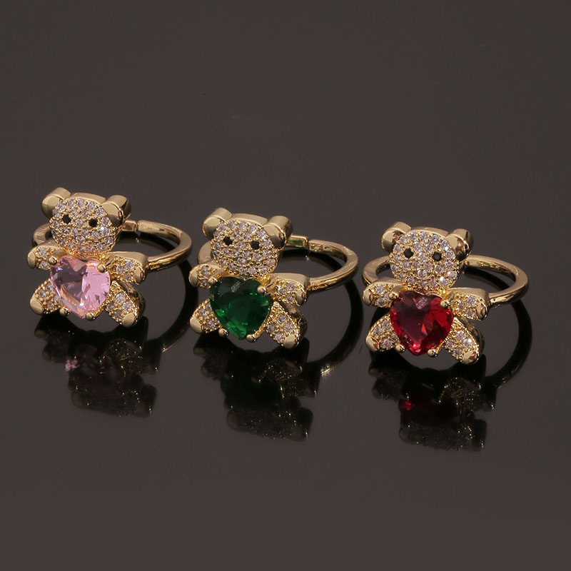 Love Bear Ring Colorful Zirconia Rings Creative Tail Ring Manufacturer