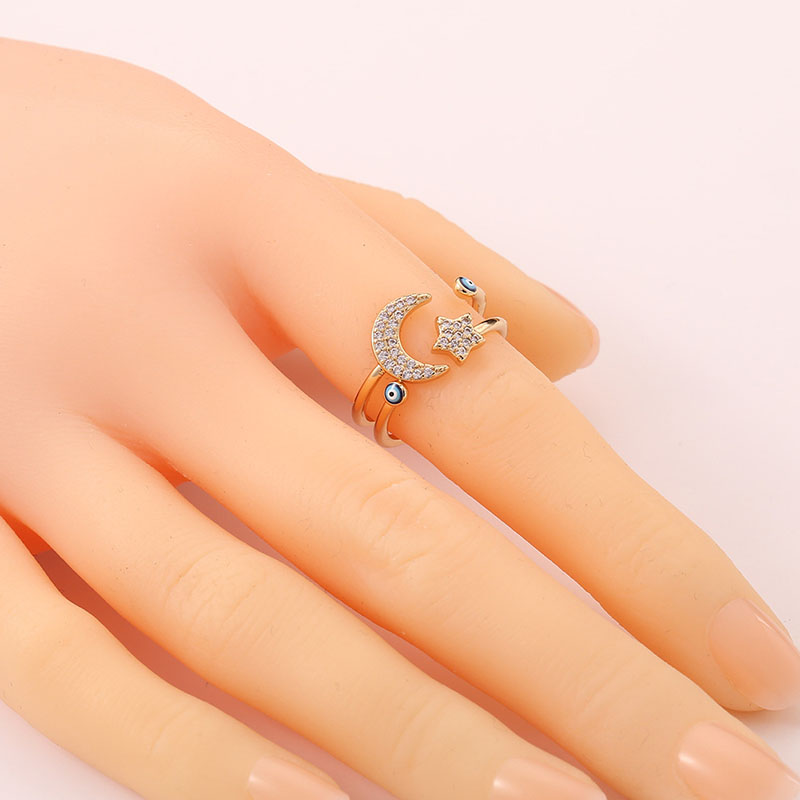 Double Geometry Hundred Matching Hand Ornaments Stars Moon Design Ring Manufacturer