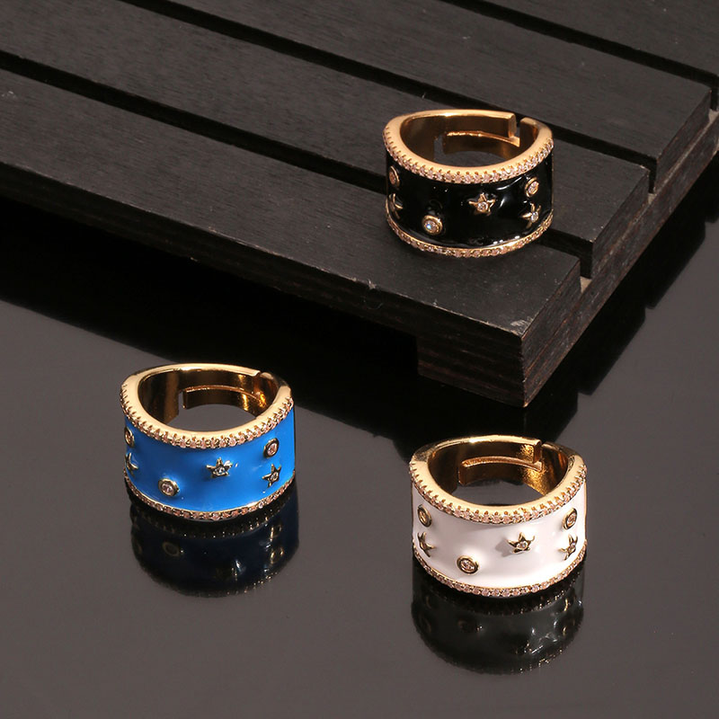 Fashion Wide Version Of Jewelry Stars Pentagram Ring Drip Oil Finger Ring Tail Ring Manufacturer