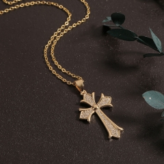 Copper Micro Set Zirconia Cross Pendant Women's Religious Believers Necklace Manufacturer