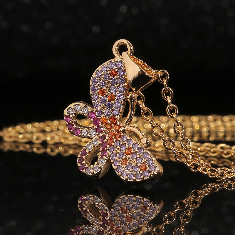 Colorful Butterfly Jewelry Copper Inlaid Zirconia Hundred With Necklace Clavicle Chain Manufacturer