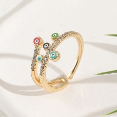 Hip-hop Lucky Eye Ring Copper Micro-set Zirconia Ring  Tail Ring For Women Manufacturer