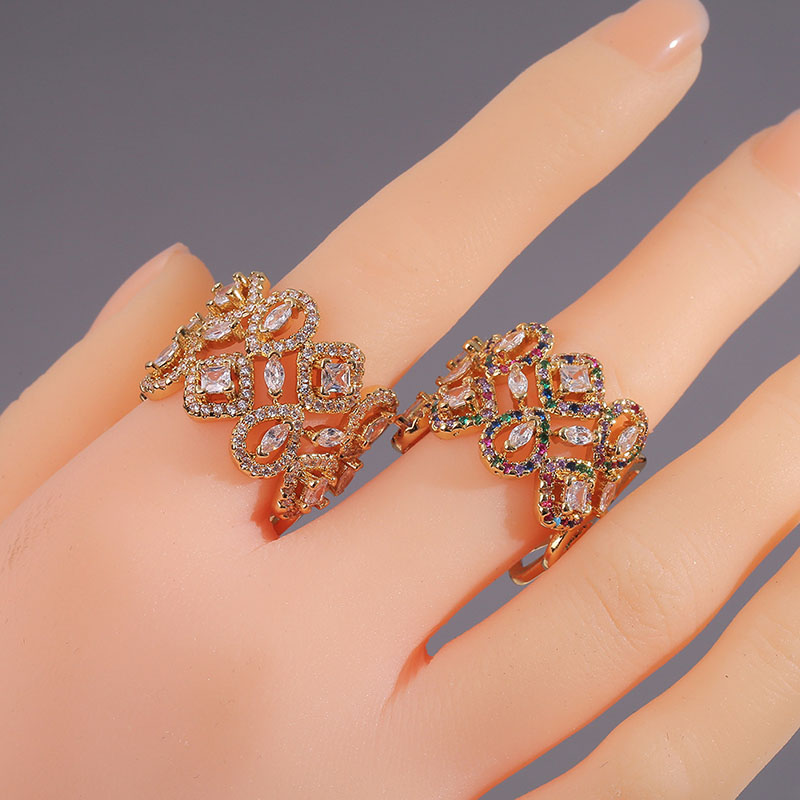 Wide Version Of The Openwork Gemstone Ring Hip-hop Exaggerated Finger Ring Creative Tail Ring Manufacturer