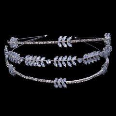 Exquisite Zirconia Multi-layer Hair Bands Wedding Jewelry Handmade Leaves Bridal Hair Bands Distributor