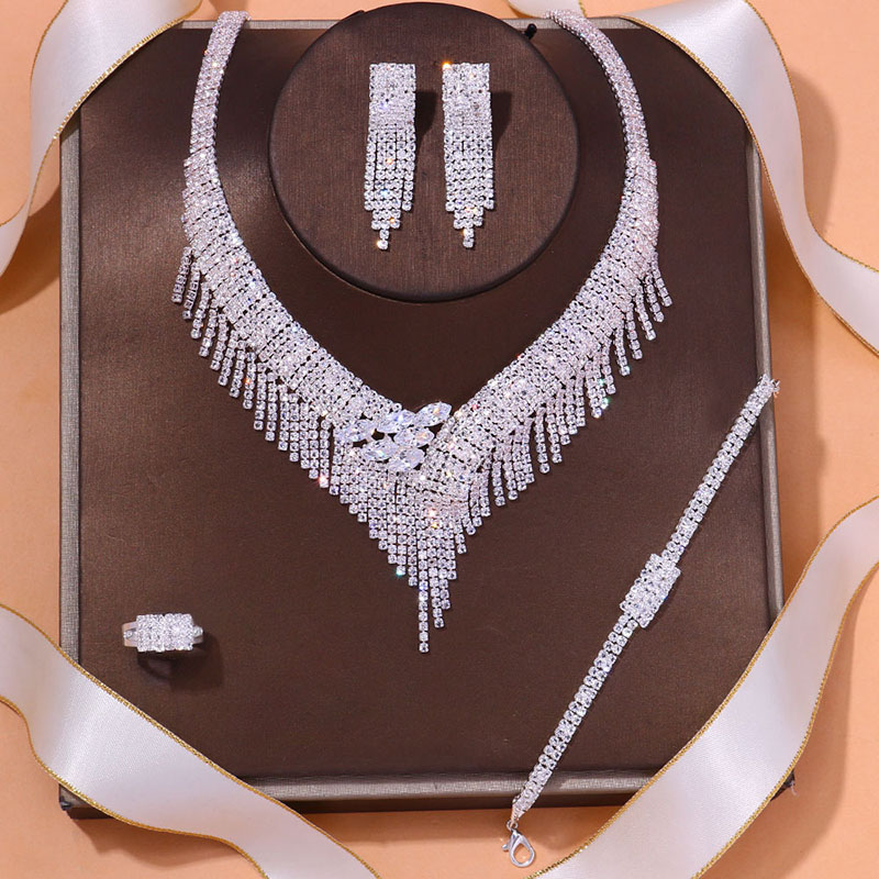 Micro-encrusted Zirconia Tassel Necklace Set Of Four Distributor
