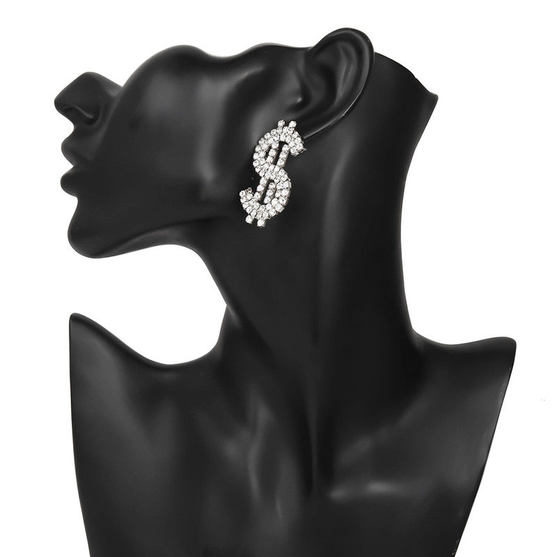Fashion Exaggerated Beauty In Line With The Dollar Earrings Set With Diamonds $ $ Rhinestone Earrings Distributor