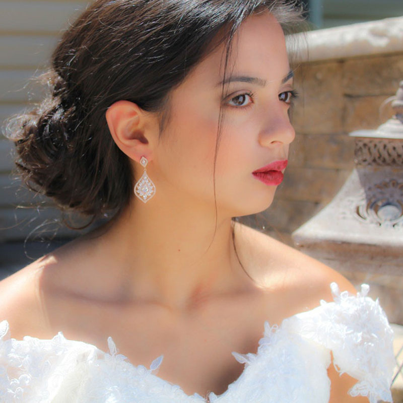 Explosive Fashion Bridal Earrings Dinner Party Wedding Accessories Light Luxury Dress Zircon Earrings Distributor