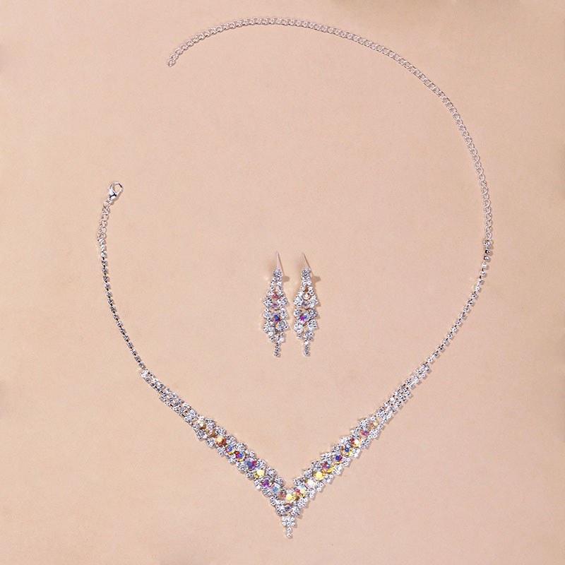 Multi-coloured Fashion Simple Crystal Necklace Set Distributor