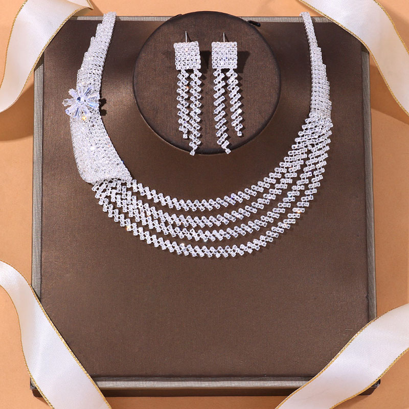 Wholesale Multi-layer Necklace Earrings Set Wedding Two-piece Set