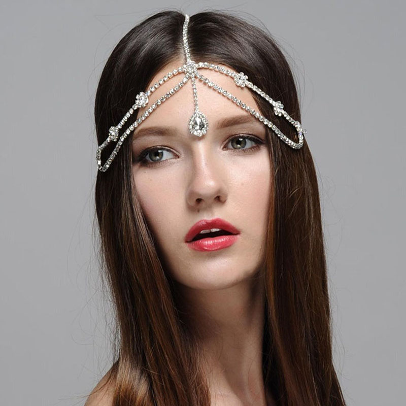 Explosive Crystal Flowers Bridal Hair Band Wedding Jewelry Fashion Drops Eyebrow Pendant Headdress Distributor