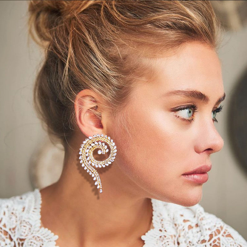 Wholesale Vintage Round Earrings Zirconia Wedding