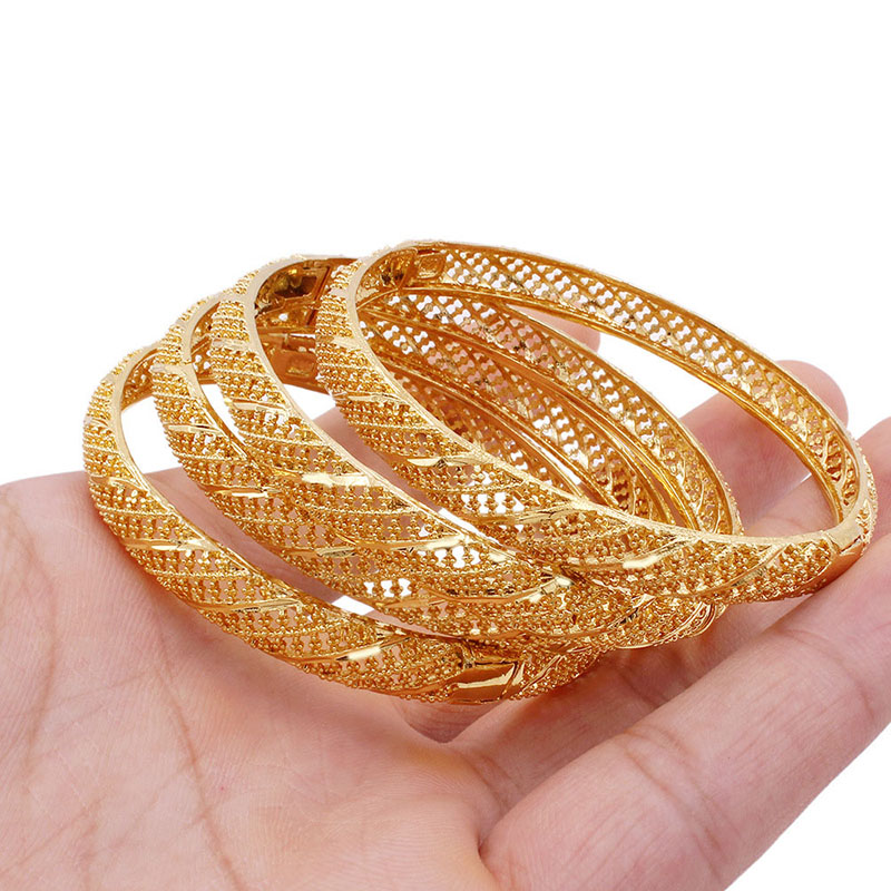 Wholesale 24k Gold Plated Openwork Copper Bangle Ethiopia Women's Vietnamese Sand Gold Bracelet Bangle
