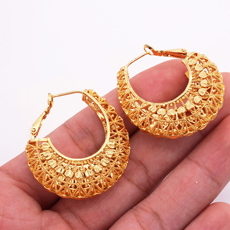 24k Gold Plated Copper Earrings African Luxury Earring Hoop Earrings Manufacturer