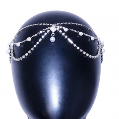 Wholesale Pearl Rhinestone Hair Band Headdress Wedding Jewelry Fashion Diamond-set Bridal Forehead Chain
