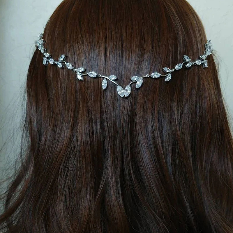 Wholesale Fashion Leaves Bride Hair Band Headdress Wedding Jewelry  Temperament Light Luxury Zircon Hair Band