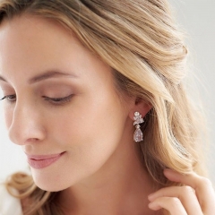 Wholesale Water Drop Zirconia Earrings Bridal Jewelry Temperament Versatile Dress Wedding Earrings