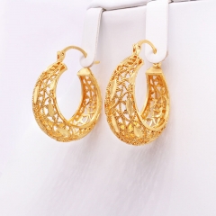 Dubai Bridal Earrings 24k Gold Plated Copper Earrings Wedding Earrings Hoop Earrings Manufacturer