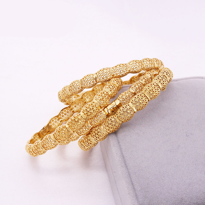 Hand Ornaments 24k Gold-plated Copper Bracelet Africa Nigeria Bridal Jewelry Vietnam Sand Gold Bracelet Manufacturer
