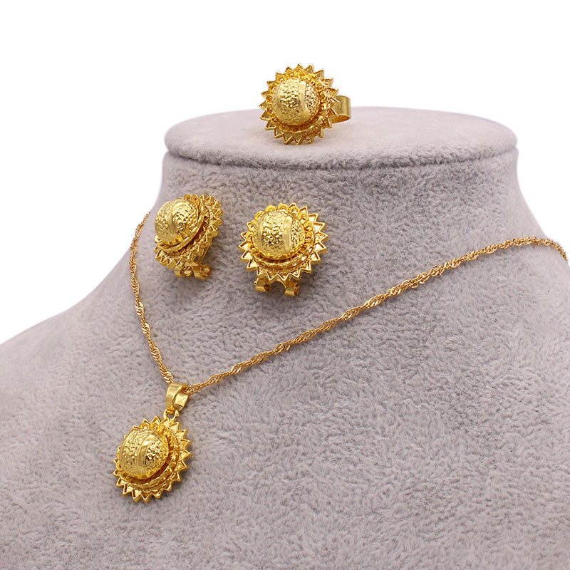 Jewelry Set Ladies Wedding Fashion Necklace Earrings Ring Three Pieces Set Manufacturer