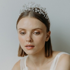 Wholesale Fashion Flower Crystal Hair Band Wedding Dress Accessories Handmade Bridal Crown Headdress