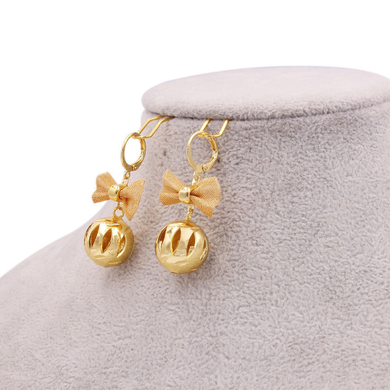 24k Gold-plated Copper Earrings Middle East Women's Wedding Jewelry Vietnam Sand Gold Earrings Manufacturer