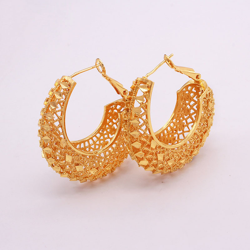 24k Gold Plated Copper Earrings Fashion Ear Hoop Earrings Manufacturer