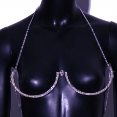 Wholesale Fashion Round Coin Chest Bracket Body Chain Jewelry Luxury Sexy Rhinestone Chest Chain