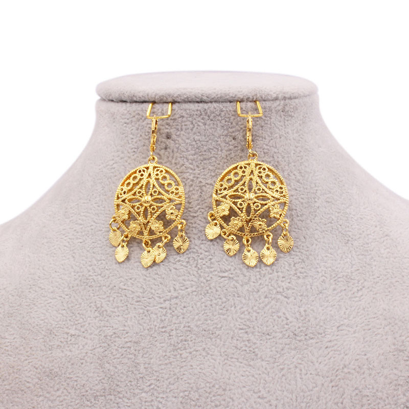 24k Gold-plated Copper Earrings African Women's Sand Gold Earrings Manufacturer