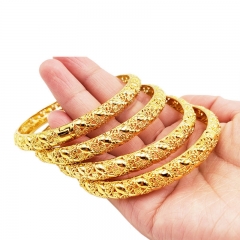 Wholesale Bridal 24k Gold Plated Nigerian Ethnic Hand Jewelry Vietnam Sand Gold Bangle