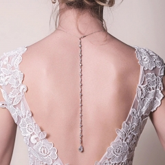Wholesale Sexy Body Chain Wedding Accessories Light Luxury Zircon Bride Back Chain Necklace