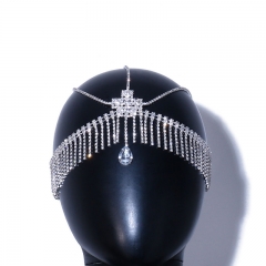 Wholesale Water Drop Tassel Forehead Chain Bridal Jewelry Fashion Luxury Rhinestone Hair Band Headdress