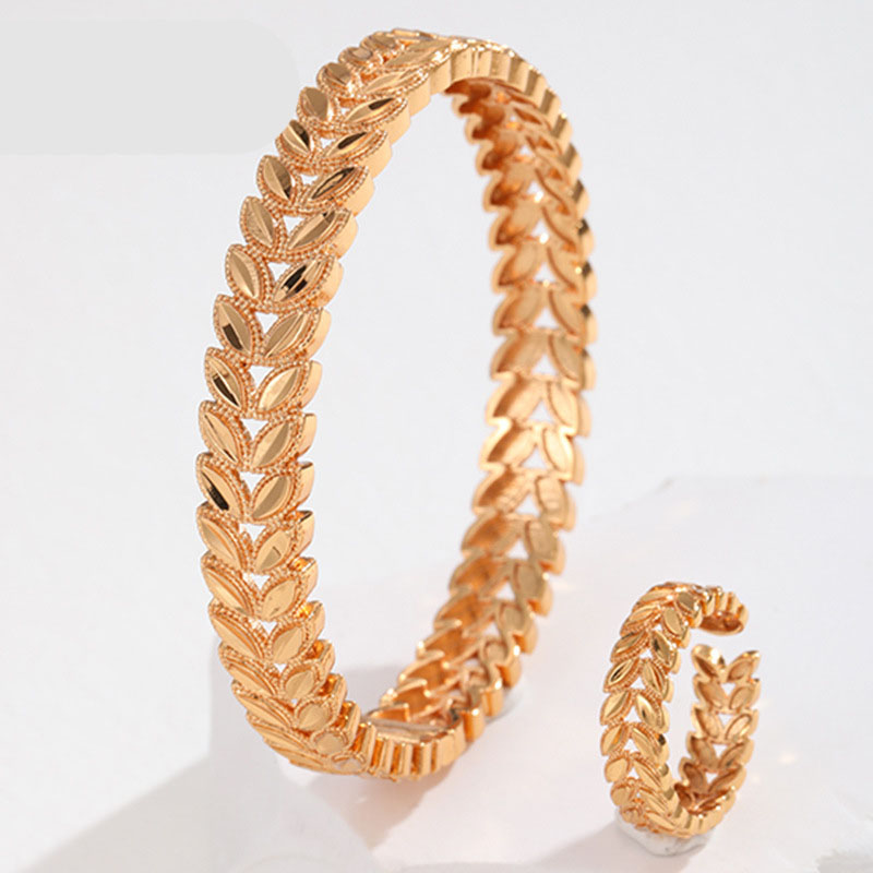 Bride 24k Gold Plated Hollow Copper Bracelet Ring Bracelet Ring Two Sets Manufacturer