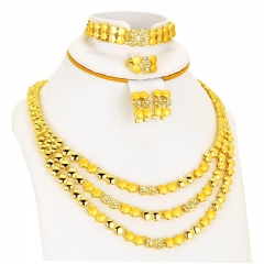 Set Gold Necklace Earrings Ring Bracelet Bridal Manufacturer