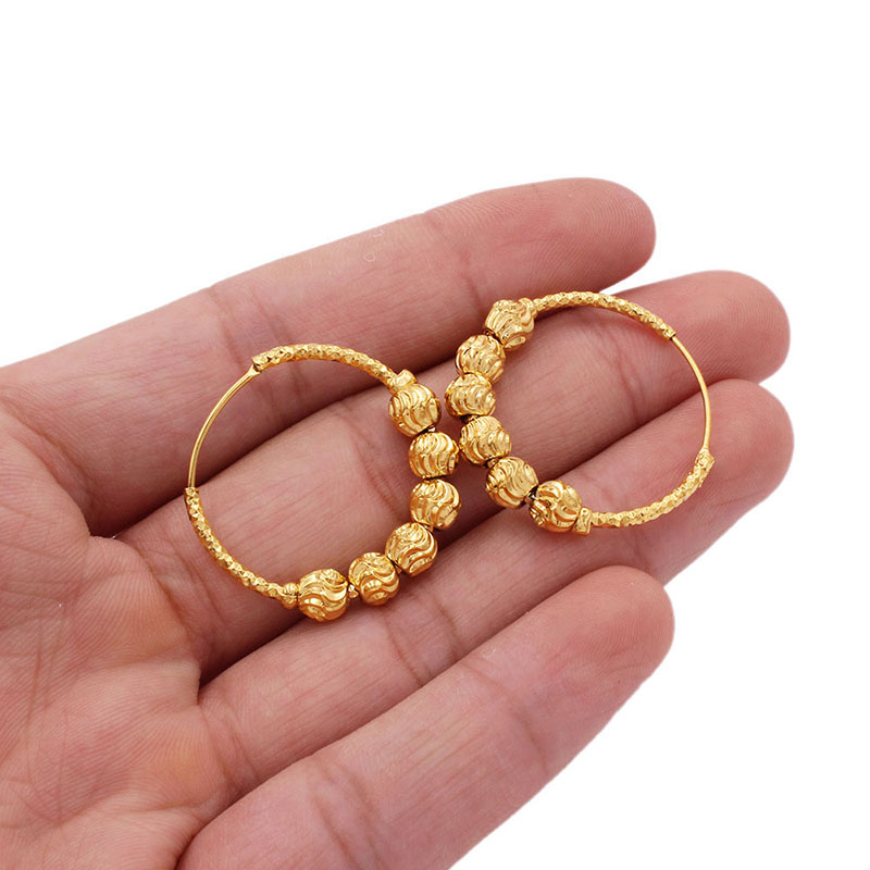 Bride's 24k Gold Plated Brass Large Hoop Pierced Earrings Supplier