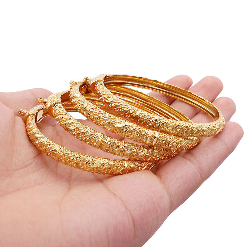 Bride 24k Gold Plated Hollow Copper Bracelet Wedding Sand Gold Manufacturer