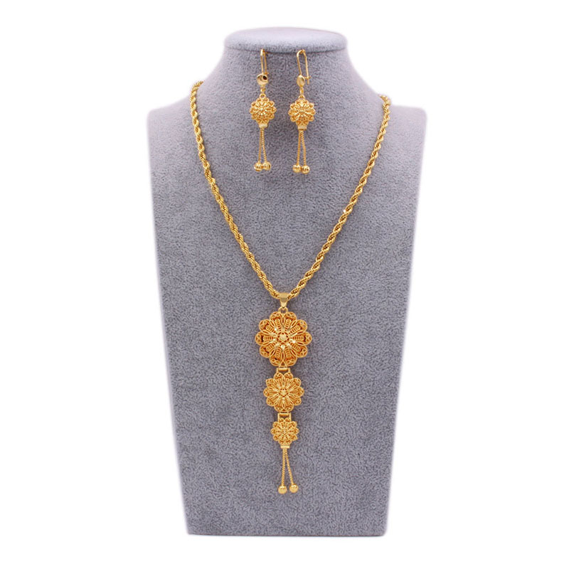 24k Gold Plated Jewellery Necklace Earrings Set Of Two Supplier