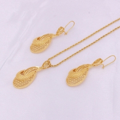 Bridal 24k Gold Plated Necklace Earrings Ring Set Of Three Supplier