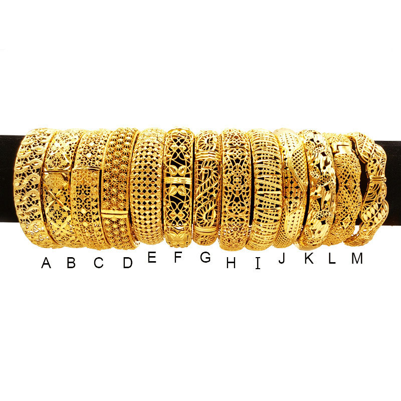 Bride's 24k Gold Plated Openwork Sand Gold And Copper Bangle Manufacturer
