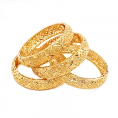 Bride 24k Gold Plated Hollowed Out Copper Bracelet Sand Gold Supplier